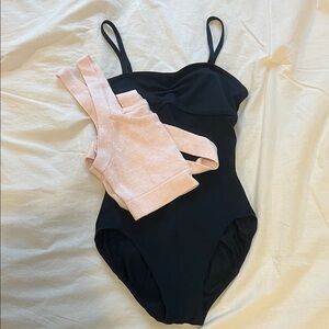 Ballet basics bundle! Capezio leotard and pink cashmere warm up top